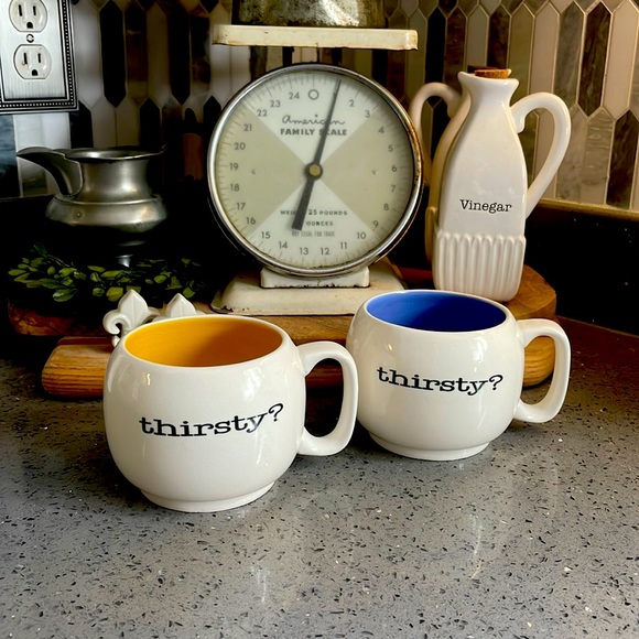 Set of 2 “Thirsty?” Round Ceramic Coffee Mugs - Picture 8 of 8